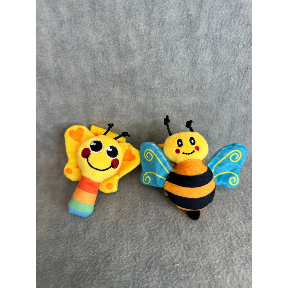 Unbranded Plush‎ Wrist Rattles Set of 2 Baby OS Multicolor Butterfly Bumblebee